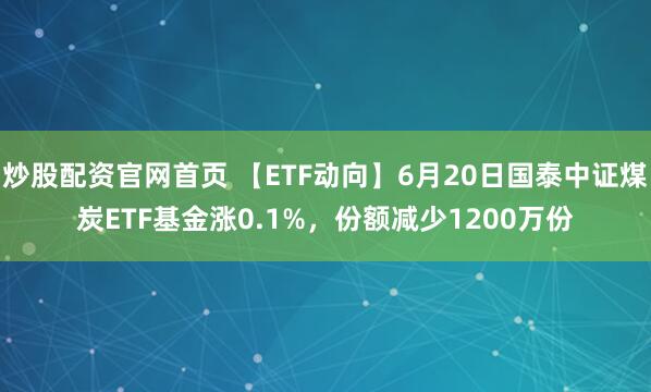 炒股配资官网首页 【ETF动向】6月20日国泰中证煤炭ETF基金涨0.1%，份额减少1200万份