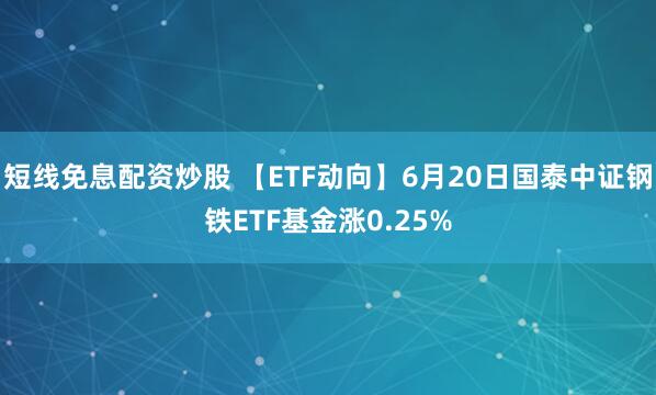 短线免息配资炒股 【ETF动向】6月20日国泰中证钢铁ETF基金涨0.25%